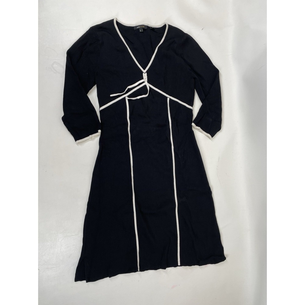 BCBGMaxAzria Black Midi Dress with White Piping